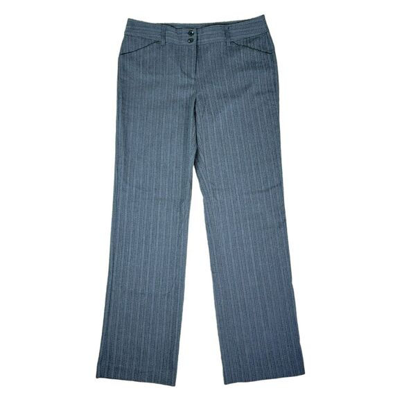 Geoffrey Beene‎ Gray Dress Pants Womens Sz 10 Herringbone Mid Rise Straight Leg - Picture 1 of 6
